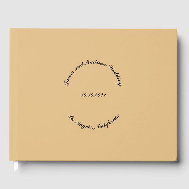 Anpassa Namn, datum, svart, kamel bröllop Gästböcker (Framsida)