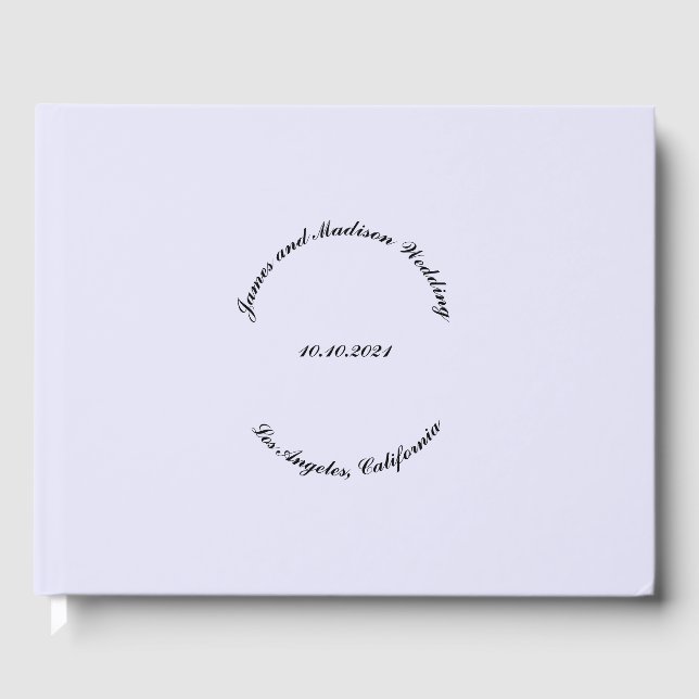 Anpassa Namn, datum, svart Lavender-mist bröllop Gästböcker (Framsida)