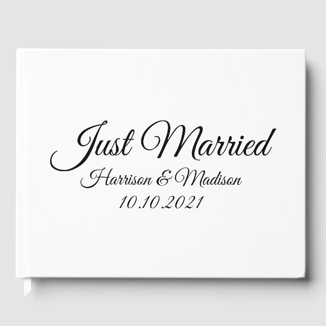 Anpassa Namn, datum, svart vitt bröllop Gästböcker (Framsida)