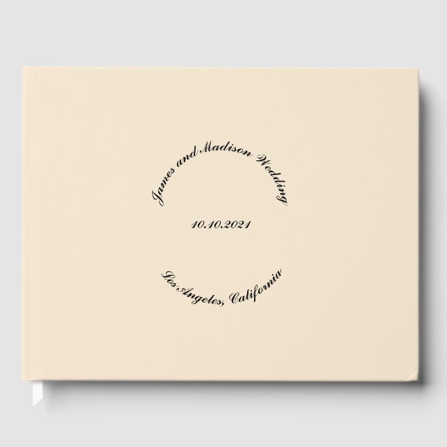 Anpassa Namn, dejt, svart, champagne bröllop Gästböcker (Framsida)