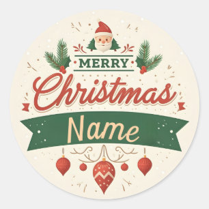 Anpassa Namn God jul Runt Klistermärke