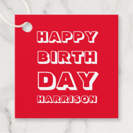 Anpassa Namn, Grattis på födelsedagen, rödvit fets Gåvor Etiketter