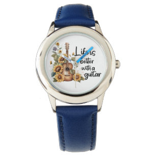 Anpassa Namn Guitar med solros Armbandsur