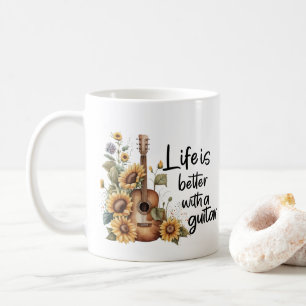 Anpassa Namn Guitar med solros Kaffemugg