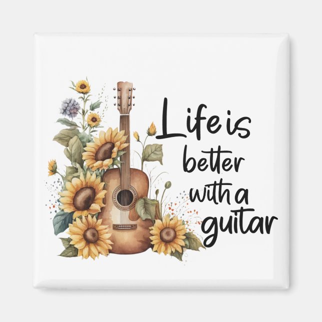 Anpassa Namn Guitar med solros Magnet (Framsidan)