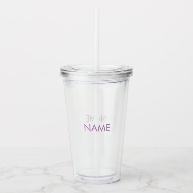 Anpassa namn, klargör textminimalistisk lavender take away mugg (Framsida)