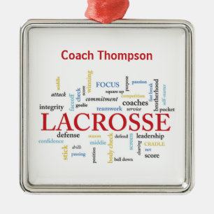 Anpassa Namn Lacrosse Coach, tack Ord Julgransprydnad Metall