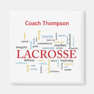 Anpassa Namn Lacrosse Coach, tack Ord Magnet