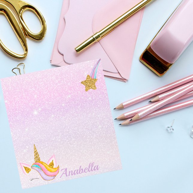 Anpassa Namn Lila Gnistra Glitter Unicorn Anteckningsblock (Skapare uppladdad)
