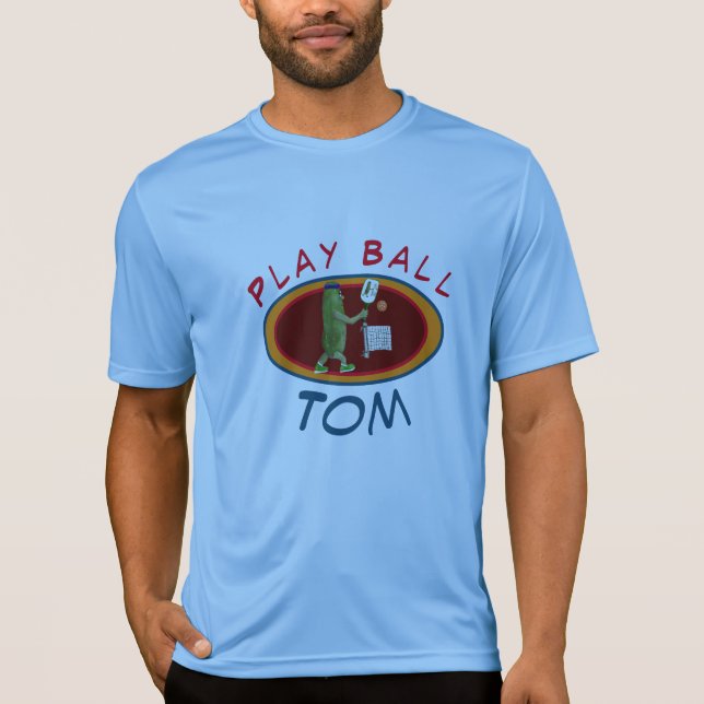 Anpassa Namn-mallen Pickleball Play Boll. T Shirt (Framsida)