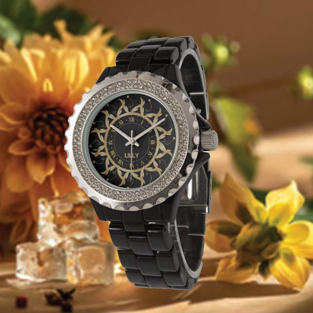 Anpassa Namn Mandala Guld Monogram Armbandsur (Skapare uppladdad)