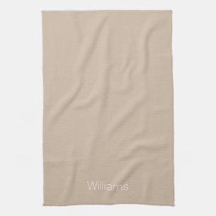 Anpassa namn minimalistbeige beige beigefit vit kökshandduk
