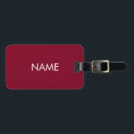 Anpassa namn-minimalistisk burgundvit bagagebricka<br><div class="desc">Anpassa namn-minimalistisk,  burgundisk vit resaggag-tagg,  anpassa med ditt namn</div>