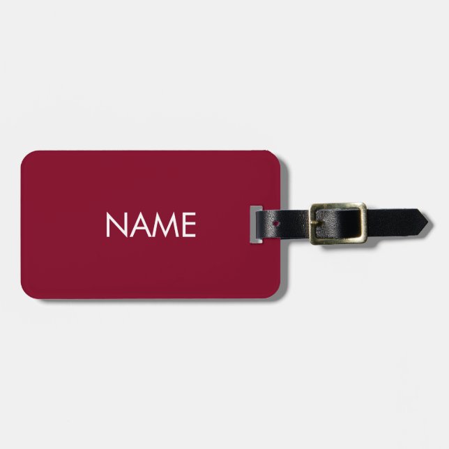 Anpassa namn-minimalistisk burgundvit bagagebricka (Horisontell Framsida)