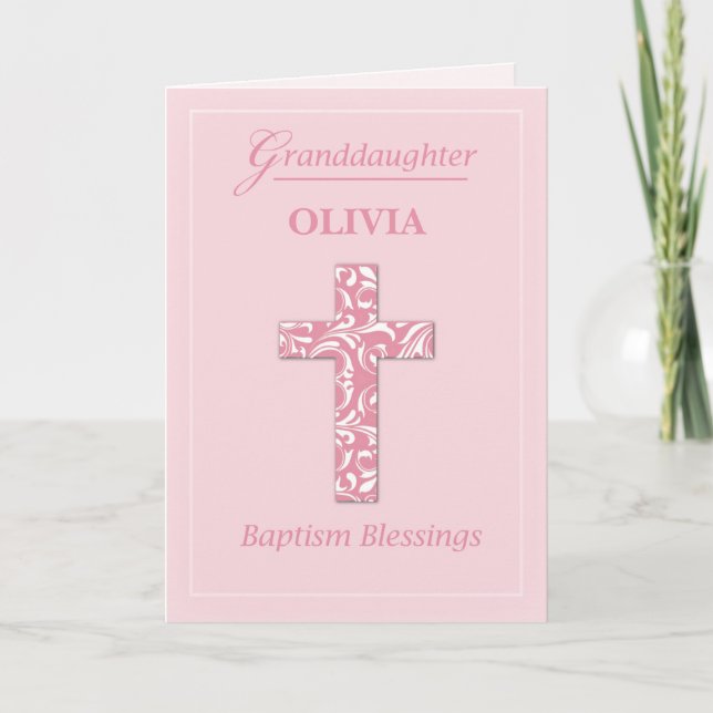 Anpassa Namn mordotter Baptism Rosa Girl  Kort (Framsida)
