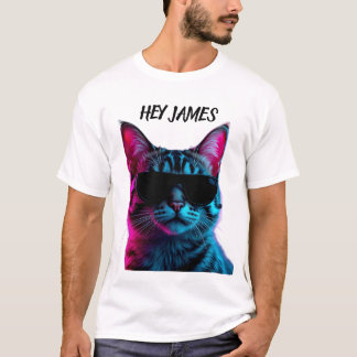 Anpassa namn neon katt design t-shirt