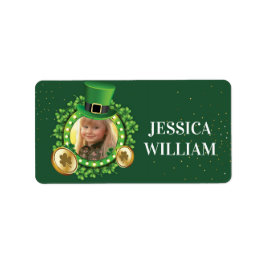 Anpassa Namn och fotot St. Patrick-Day-Grönten Adressetikett