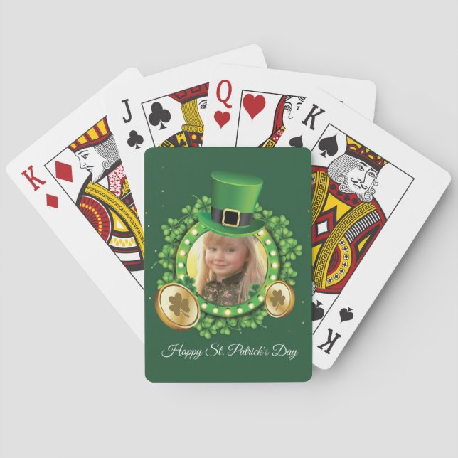Anpassa Namn och fotot St. Patrick-Day-Grönten Casinokort (Baksidan)
