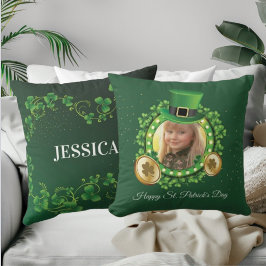 Anpassa Namn och fotot St. Patrick-Day-Grönten Kudde