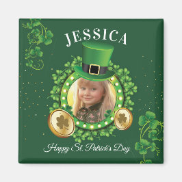 Anpassa Namn och fotot St. Patrick-Day-Grönten Magnet