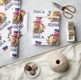 Anpassa Namn och Photo American USA Mönster Presentpapper