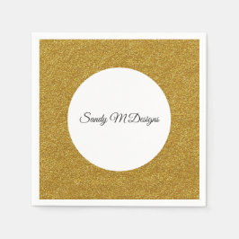 Anpassa Namn-Pappra i Guld Glitter Ram Pappersservett