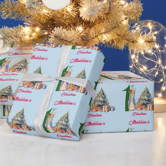 Anpassa Namn Peter till kaninens första jul Presentpapper (Helgdagar)