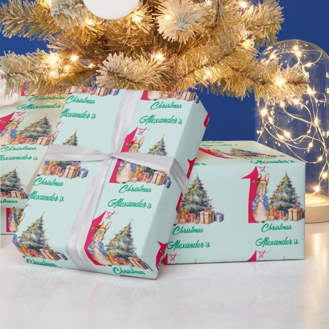 Anpassa Namn Peter till kaninens första jul Presentpapper (Helgdagar)