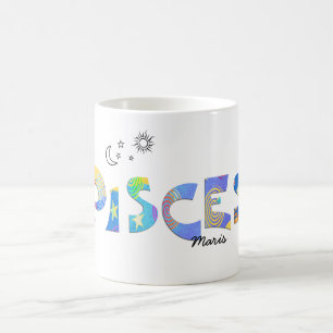 Anpassa Namn-PISCES Birthday Zodiac Mugg