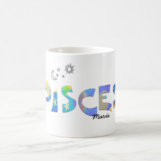 Anpassa Namn-PISCES Birthday Zodiac Mugg