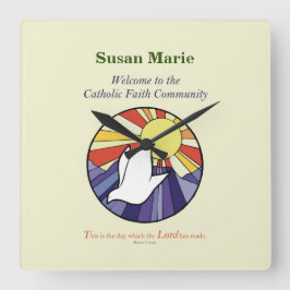 Anpassa Namn, RCIA Dove Circle på Gult Fyrkantig Klocka