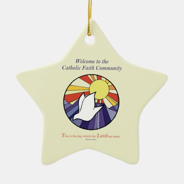 Anpassa Namn, RCIA Dove Circle på Gult Julgransprydnad Keramik (Framsidan)