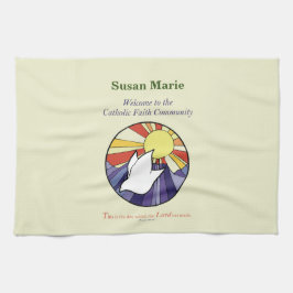 Anpassa Namn, RCIA Dove Circle på Gult Kökshandduk