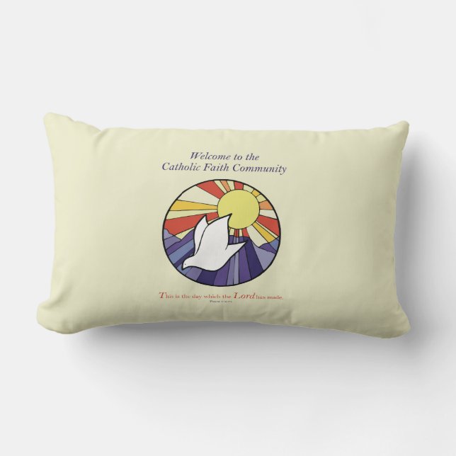 Anpassa Namn, RCIA Dove Circle på Gult Lumbarkudde (Framsida)