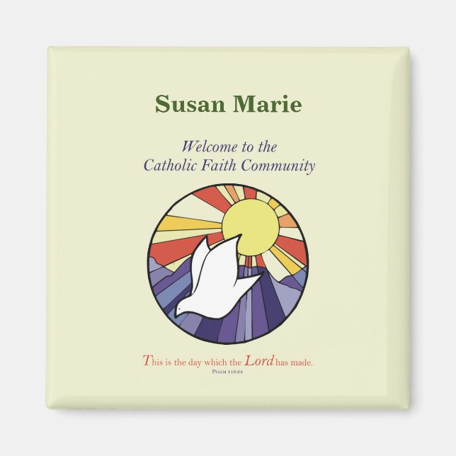 Anpassa Namn, RCIA Dove Circle på Gult Magnet (Framsidan)