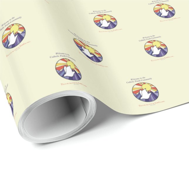 Anpassa Namn, RCIA Dove Circle på Gult Presentpapper (Rullad Hörn)