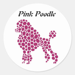 Anpassa Namn Rosa Polka Dot Pudel Hund Runt Klistermärke