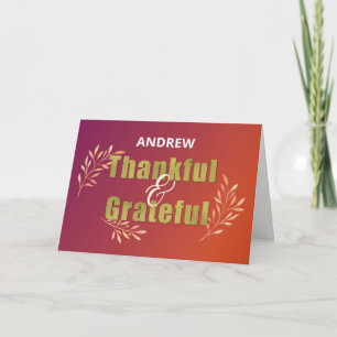 Anpassa Namn tacksamt och tacksamt vid Thanksging Kort