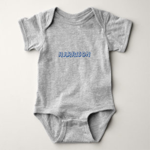 Anpassa namn, text blåa bokstäver grå t shirt