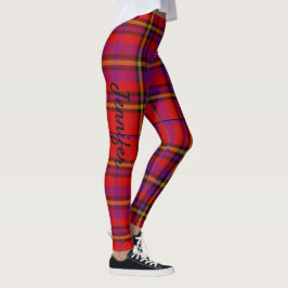 Anpassa Namn Text Red Tartan Play Leggings
