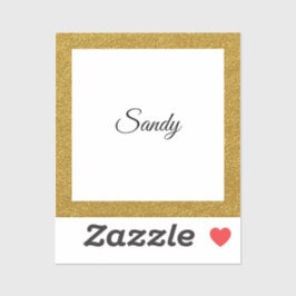 Anpassa Namn-torget Guld Glitter Ram Klistermärken