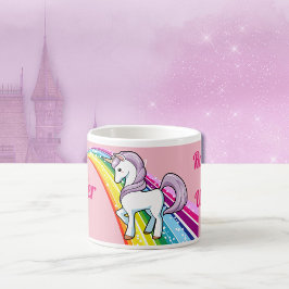 Anpassa NAMN Unicorn Rainbow Little Girl's Kopp Espressomugg
