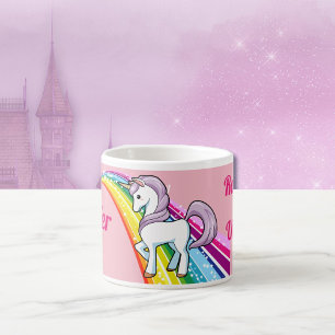 Anpassa NAMN Unicorn Rainbow Little Girl's Kopp Espressomugg