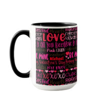 Anpassa Namn Valentines day Red Hearts Black