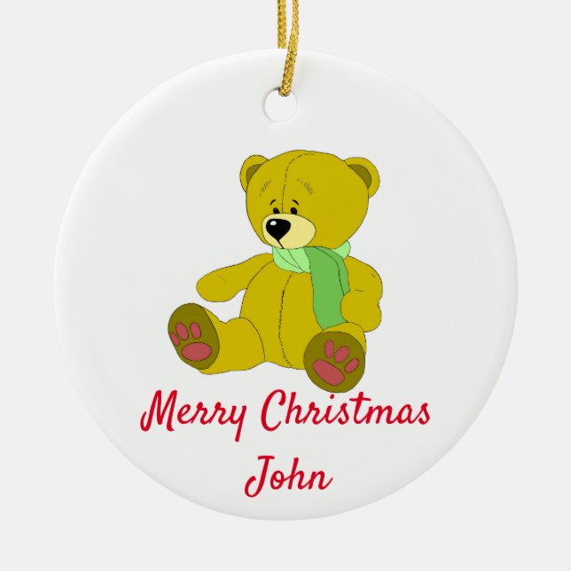 Anpassa namngiven teddy Ceramic Ornament (Framsidan)