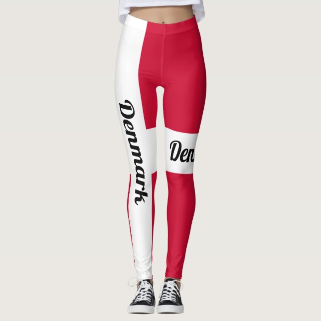Anpassa National Danmark-Flagga Leggings (Framsida)