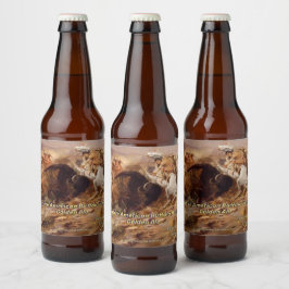 Anpassa Native American Buffalo Hunt-detaljinforma Ölflaska Etikett