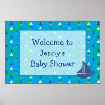 Anpassa Nautical Sailboat-babydusch Poster