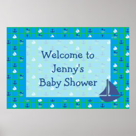 Anpassa Nautical Sailboat-babydusch Poster