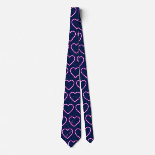 Anpassa Navy Blue och Neon Rosa Heart Party Slips